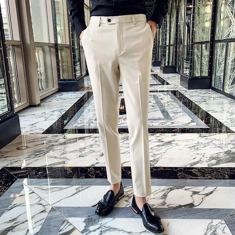 Aidase Men's Social Trousers Masculina Suit Trousers Man Formal Pants Spring Men Dress Pants Slim Fit Black White Pantalones Hombre