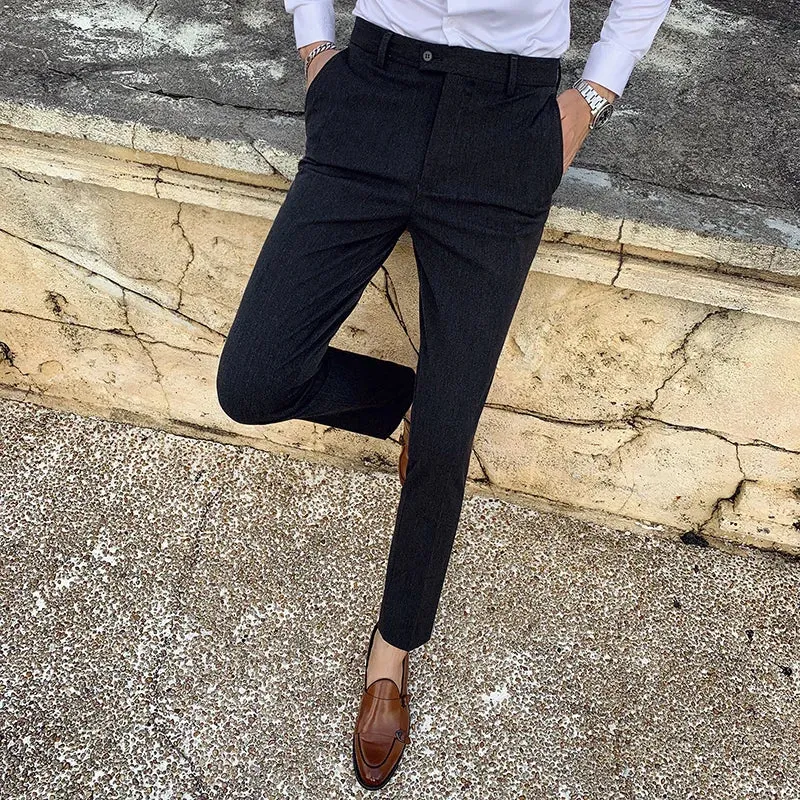 Aidase Men's Social Trousers Masculina Suit Trousers Man Formal Pants Spring Men Dress Pants Slim Fit Black White Pantalones Hombre