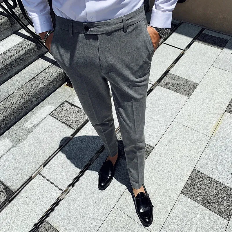 Aidase Men's Social Trousers Masculina Suit Trousers Man Formal Pants Spring Men Dress Pants Slim Fit Black White Pantalones Hombre