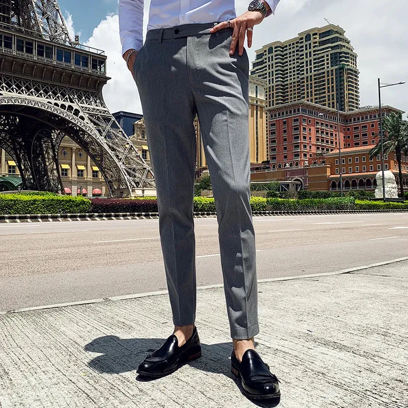Aidase Men's Social Trousers Masculina Suit Trousers Man Formal Pants Spring Men Dress Pants Slim Fit Black White Pantalones Hombre