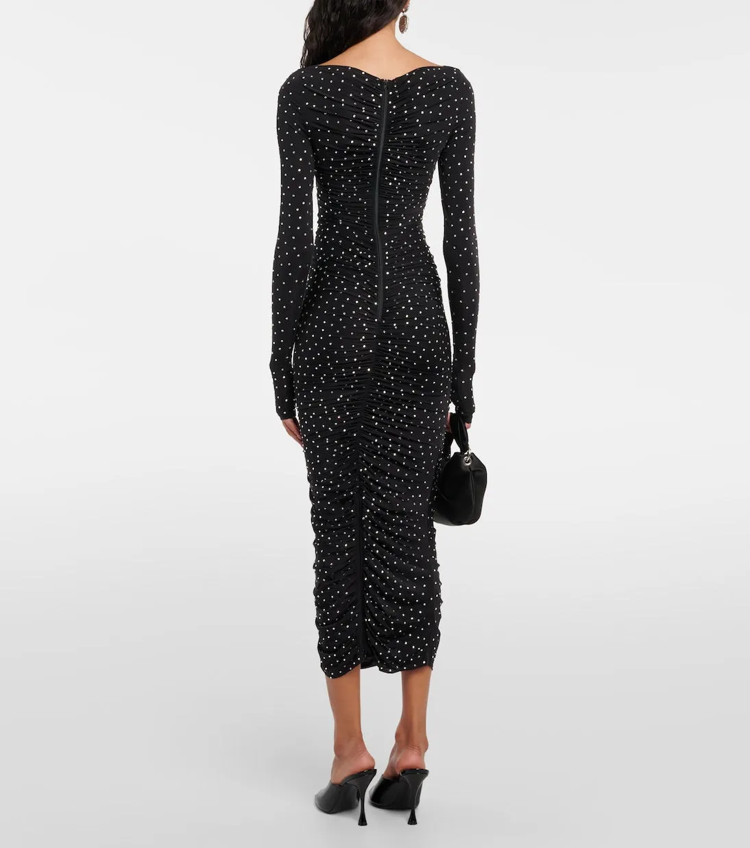 Alex Perry Crystal Cutout Jersey Midi Dress, Black