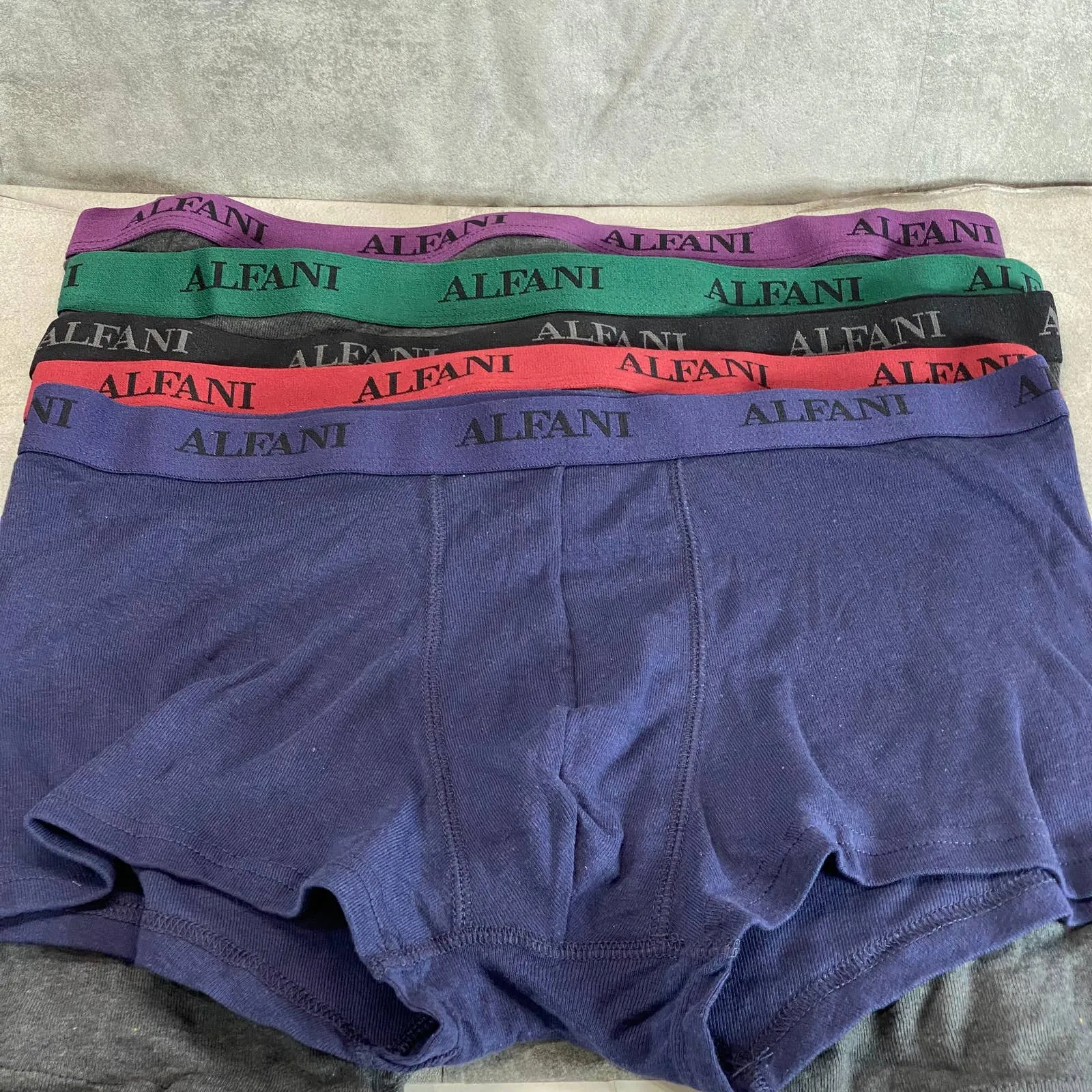 ALFANI Men's Charcoal 5-Pk Moisture-Wicking Contrast Waistband Boxer Briefs SZXL