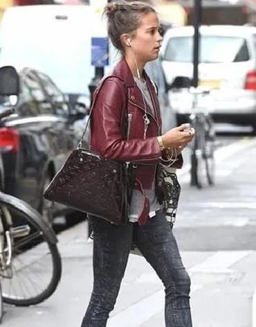 Alicia Vikander Gots tom Lorenzo Leather Jacket by TJS