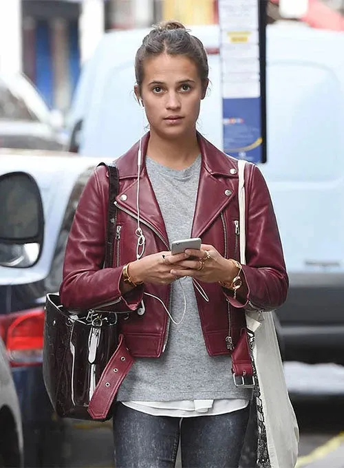 Alicia Vikander Gots tom Lorenzo Leather Jacket by TJS