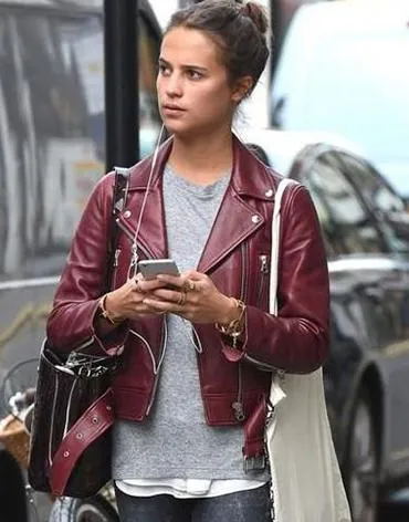 Alicia Vikander Gots tom Lorenzo Leather Jacket by TJS