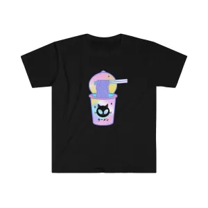 Alien Cat cup ramen Unisex Tee - BLACK