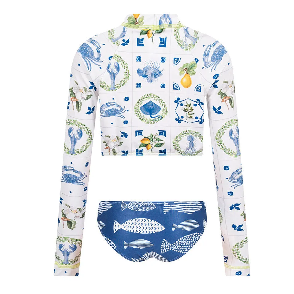 Amalfi Coast Girls Cropped Rash Guard Set