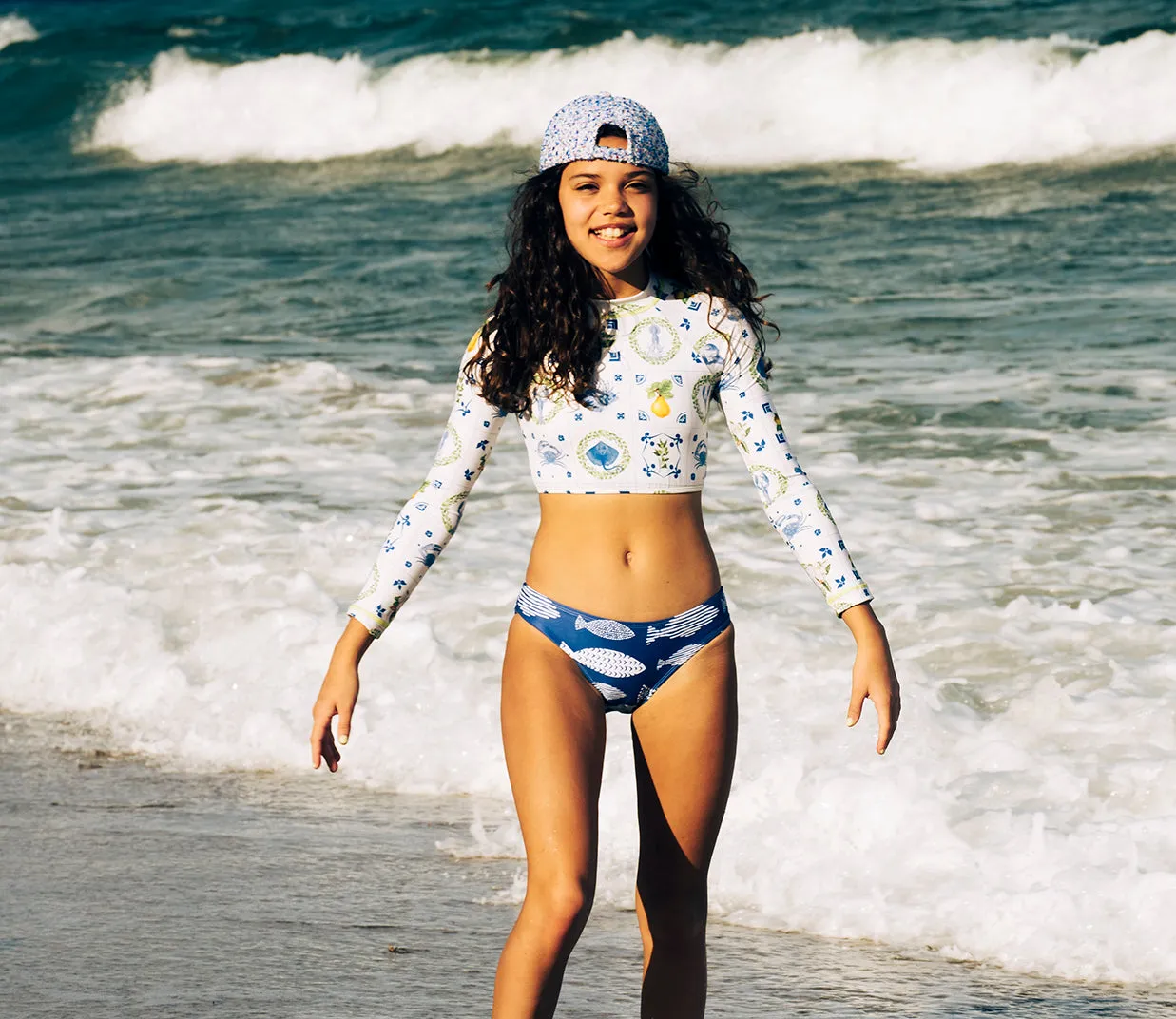 Amalfi Coast Girls Cropped Rash Guard Set