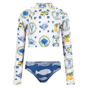 Amalfi Coast Girls Cropped Rash Guard Set