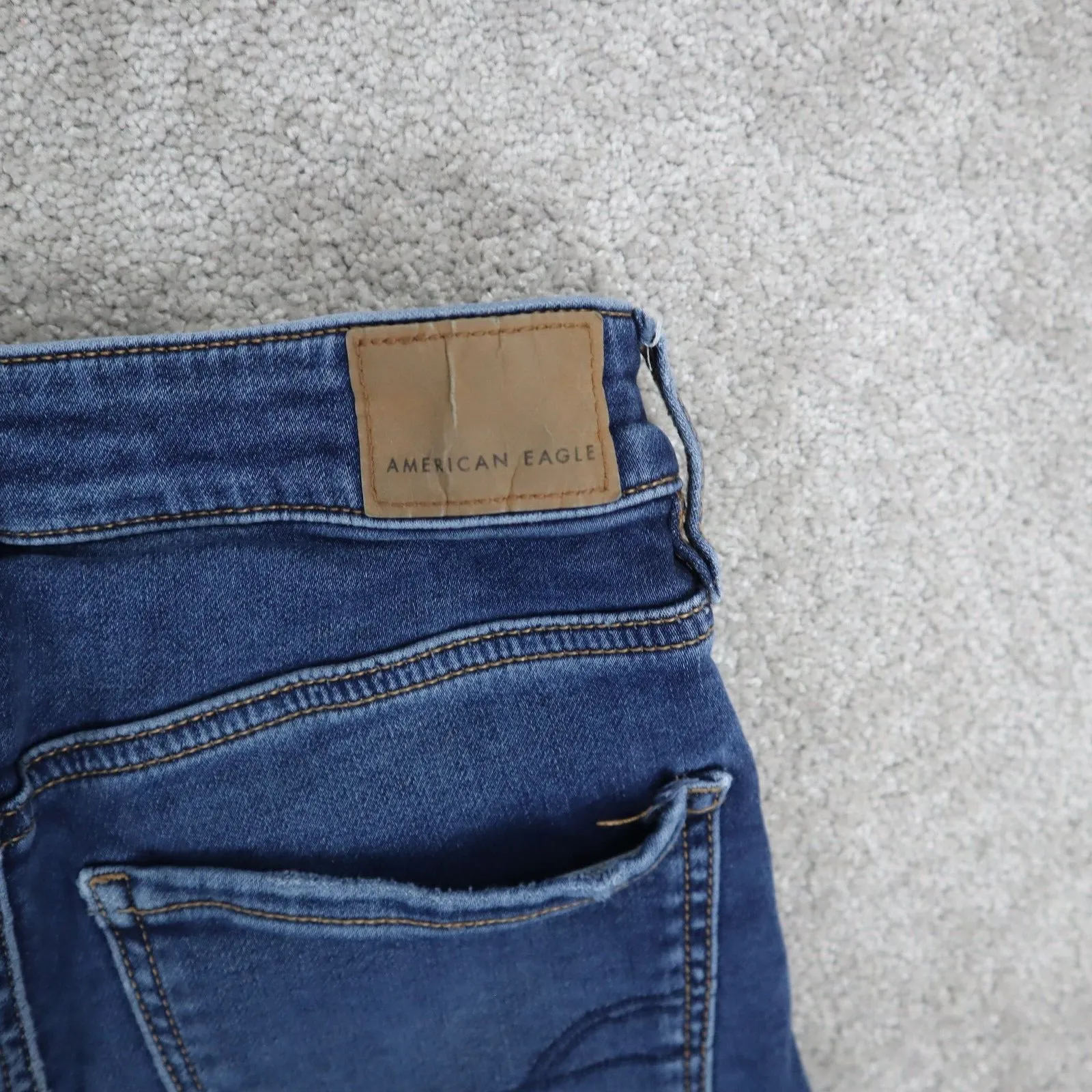 American Eagle Outfitters Women Next Level Stretch Jeans Mid Rise Blue Size 2Reg
