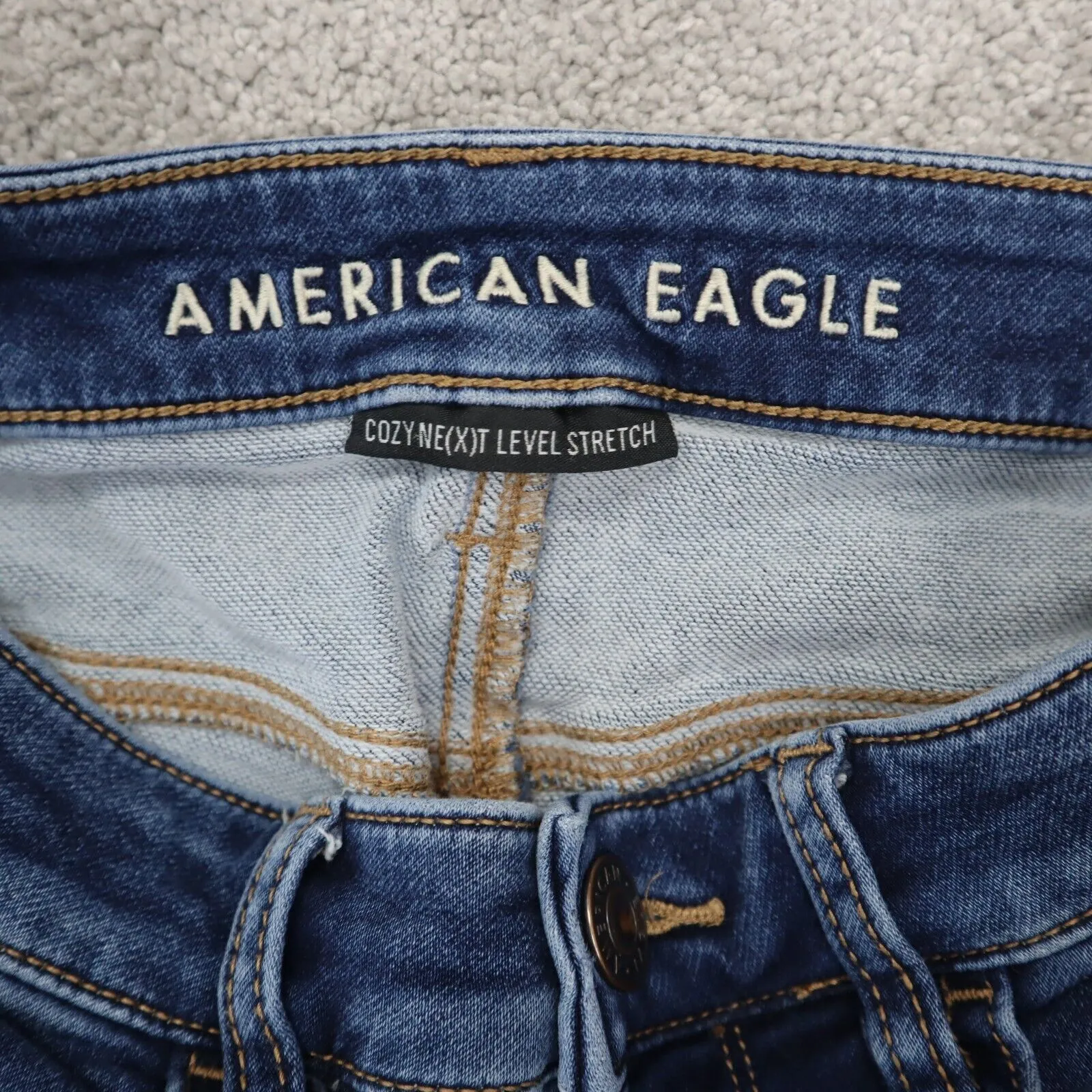 American Eagle Outfitters Women Next Level Stretch Jeans Mid Rise Blue Size 2Reg
