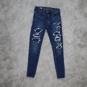 American Eagle Outfitters Women Next Level Stretch Jeans Mid Rise Blue Size 2Reg