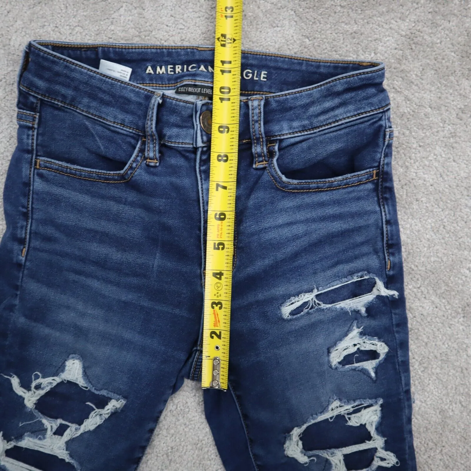 American Eagle Outfitters Women Next Level Stretch Jeans Mid Rise Blue Size 2Reg