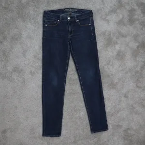 American Eagle Outfitters Womens Super Stretch Skinny Jeans Low Rise Blue Size 6
