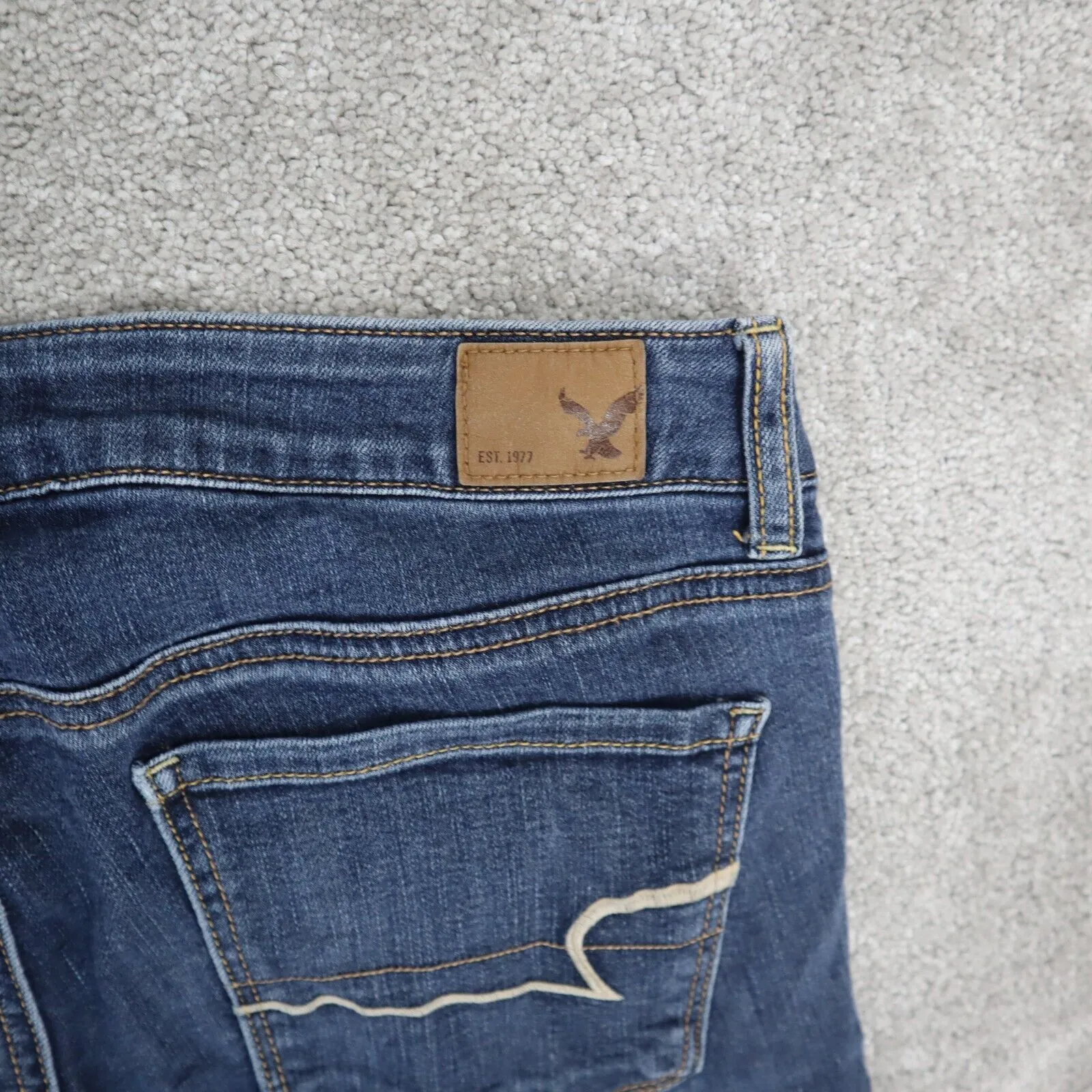 American Eagle Outfitters Womens Super Stretch Skinny Jeans Low Rise Blue Size 6