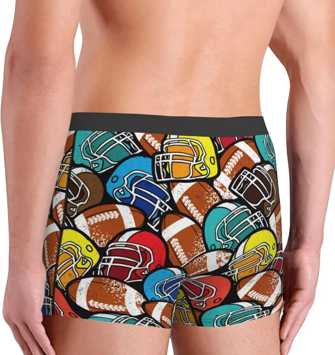 American Football Print Boxer Briefs For Men Breathable Underwear-