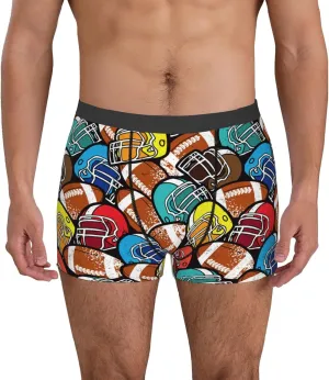 American Football Print Boxer Briefs For Men Breathable Underwear-
