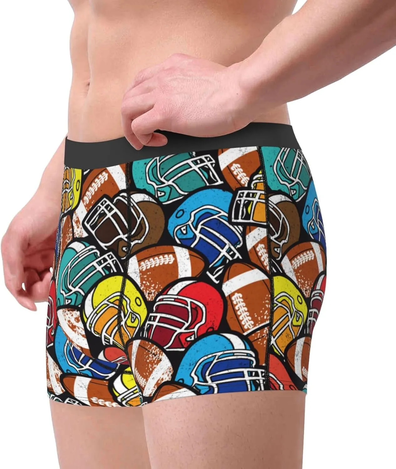 American Football Print Boxer Briefs For Men Breathable Underwear-