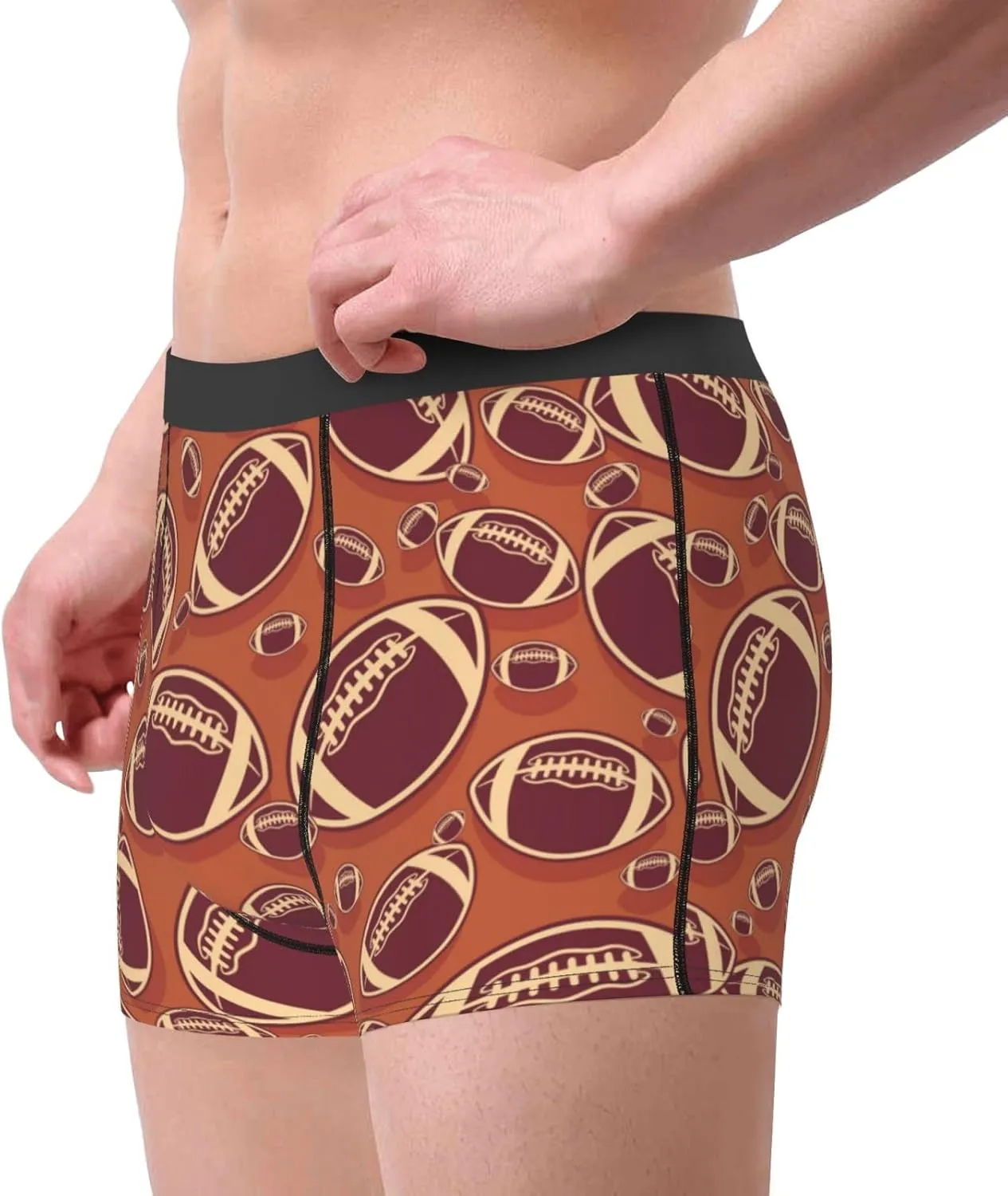 American Football1 Print Boxer Briefs For Men Breathable Underwear-
