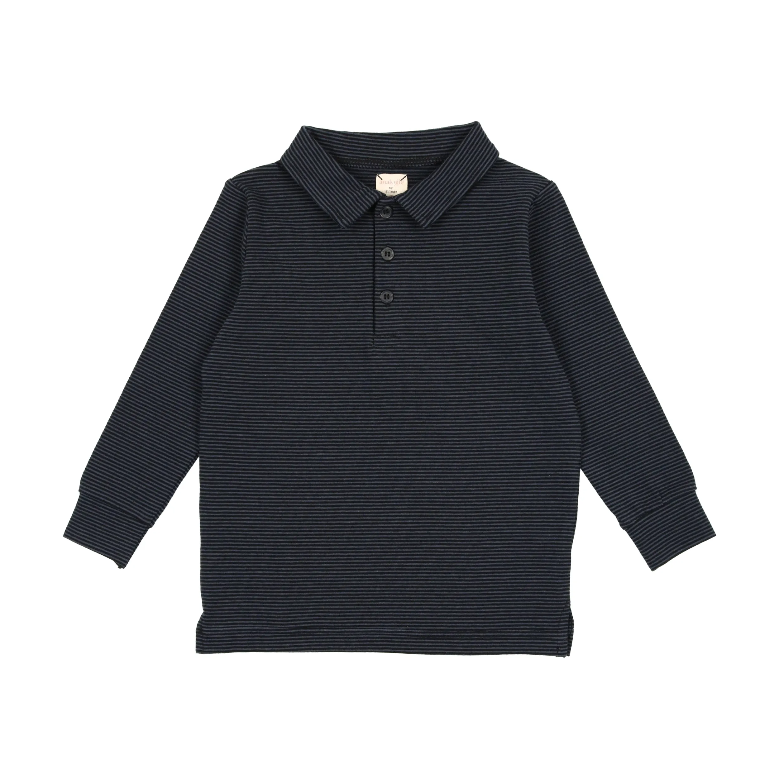 Analogie Tiny Stripe Boys Top - Black/Midnight