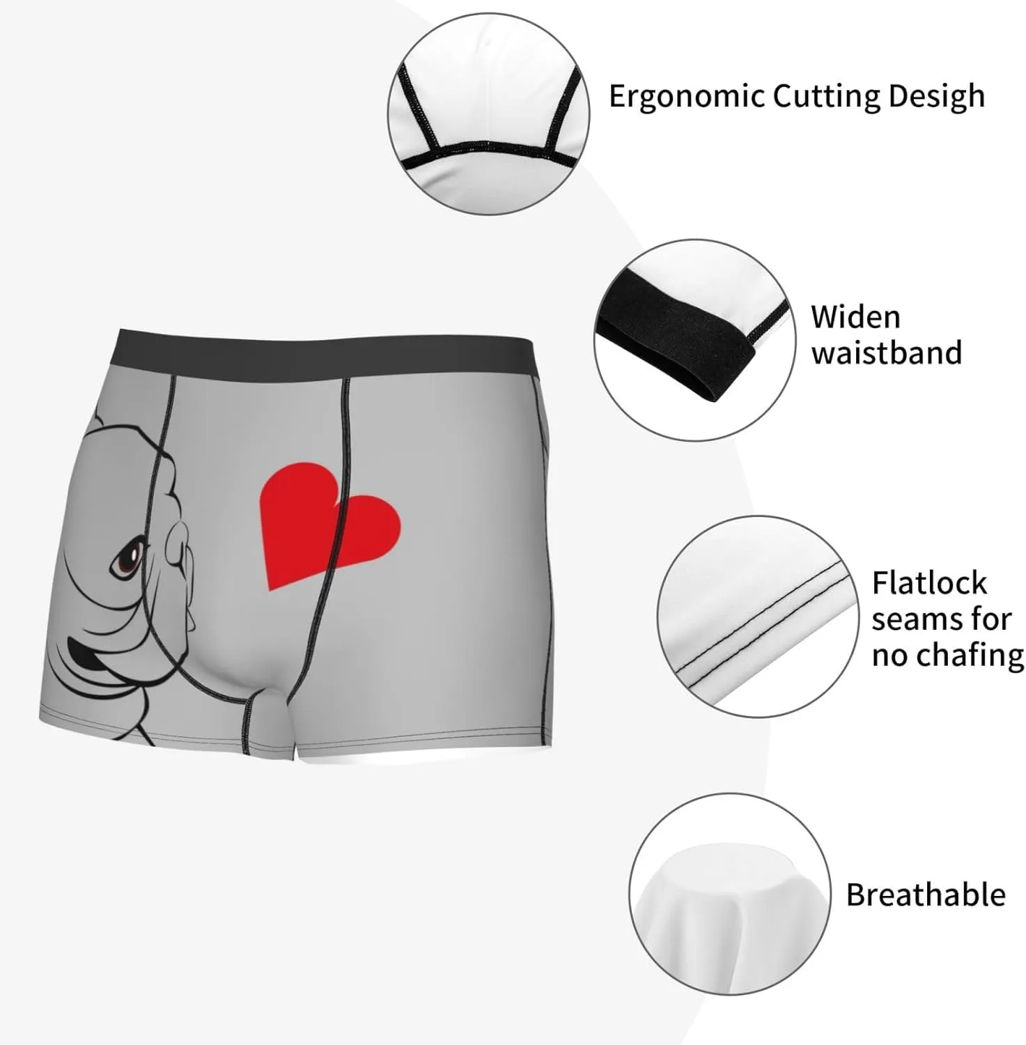 Animal Bulldog1 Print Boxer Briefs For Men Breathable Underwear-