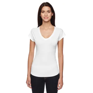 Anvil Women's White Triblend V-Neck T-Shirt