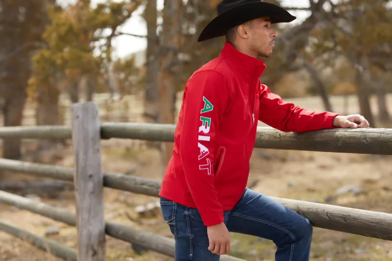 Ariat Men's New Team Softshell MEXICO Water Resistant Jacket, Red