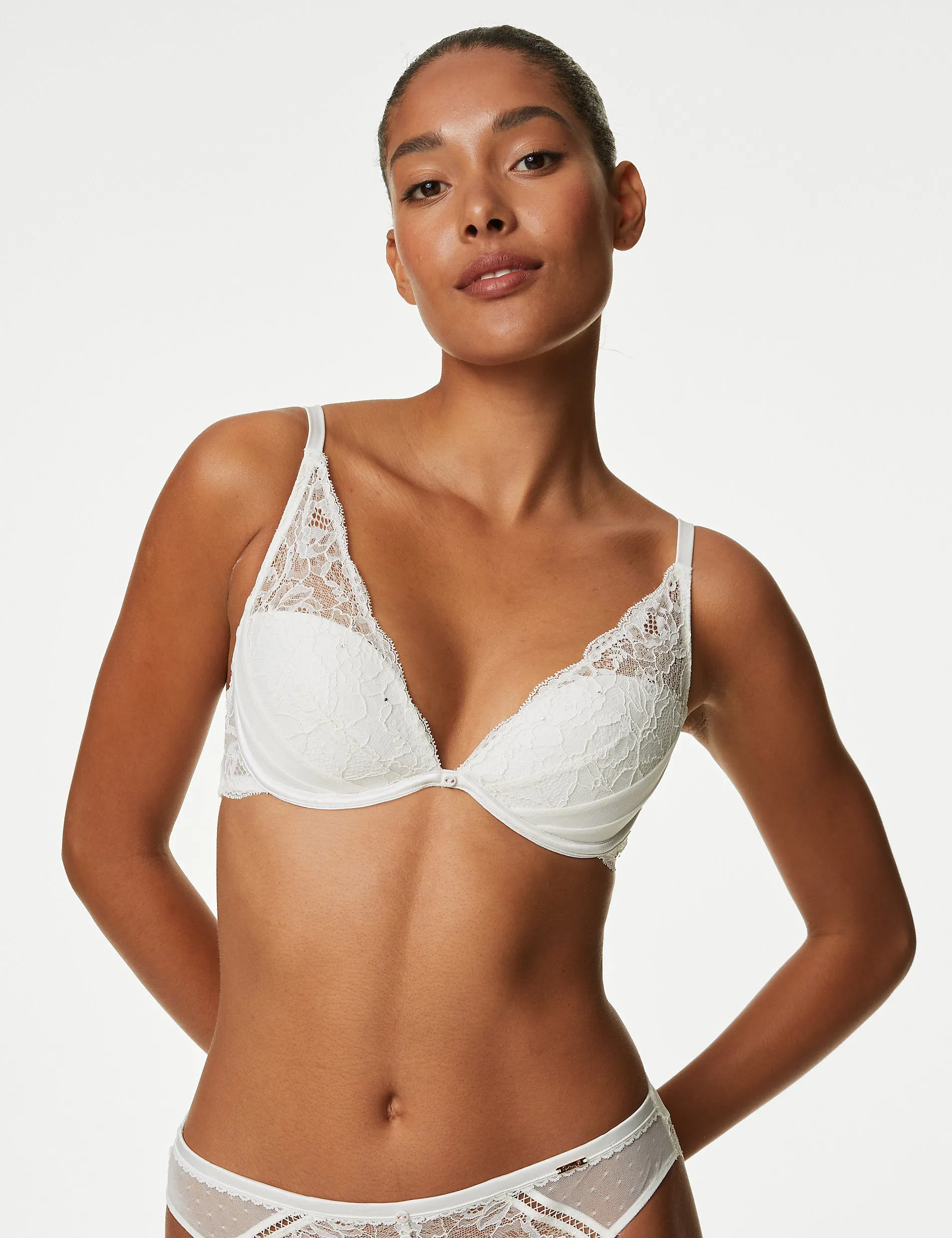 Aster Sparkle A-E Rosie Lace Plunge Underwire Bra ivory