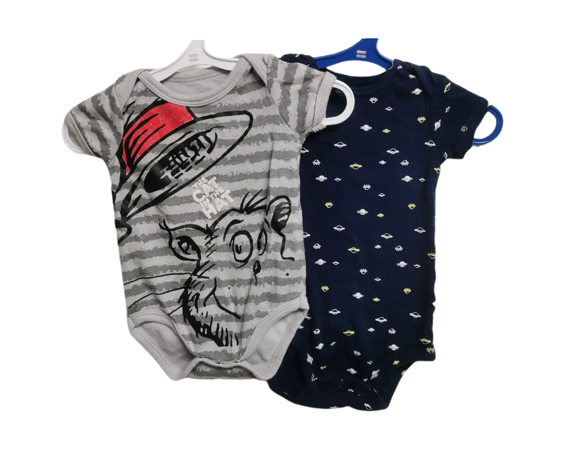 BABY BOY SIZE 6/12 MONTHS - 2 Pack, Graphic Onesies EUC B50