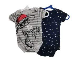 BABY BOY SIZE 6/12 MONTHS - 2 Pack, Graphic Onesies EUC B50