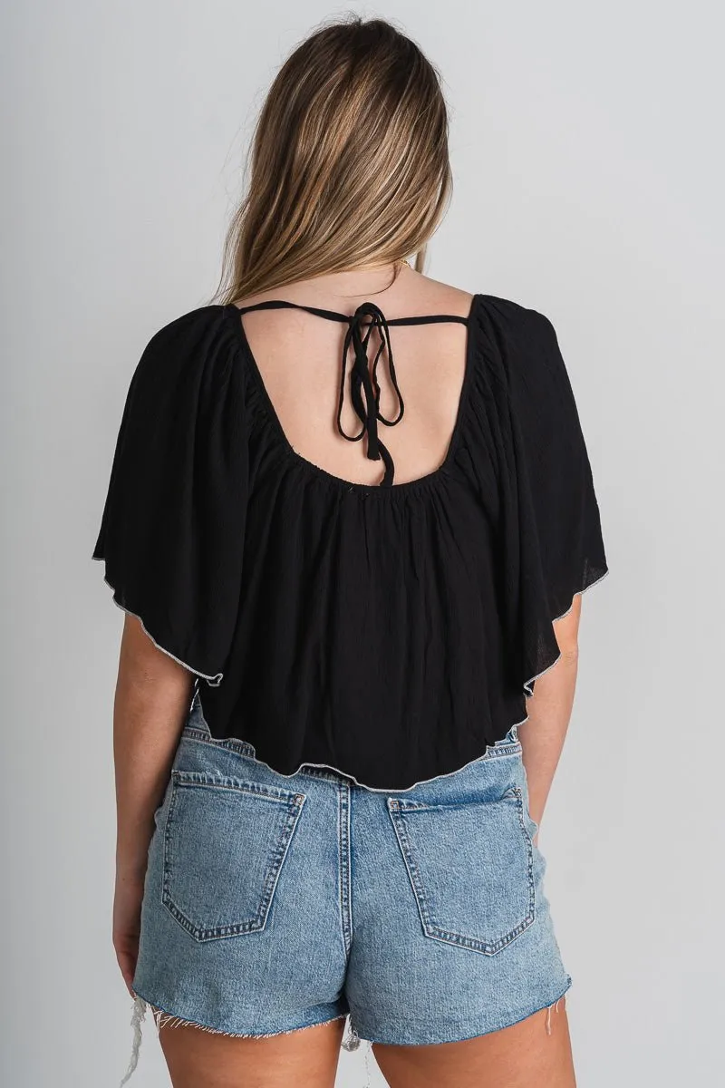 Babydoll crop top black