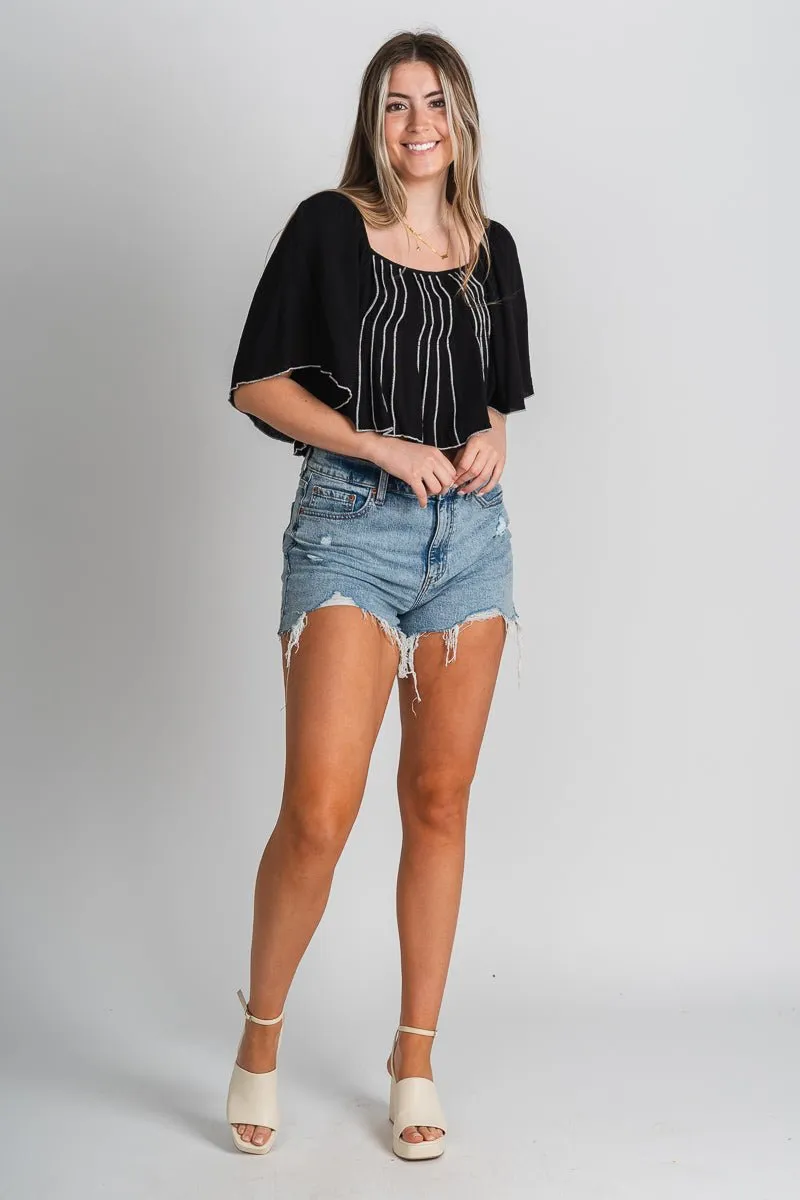 Babydoll crop top black
