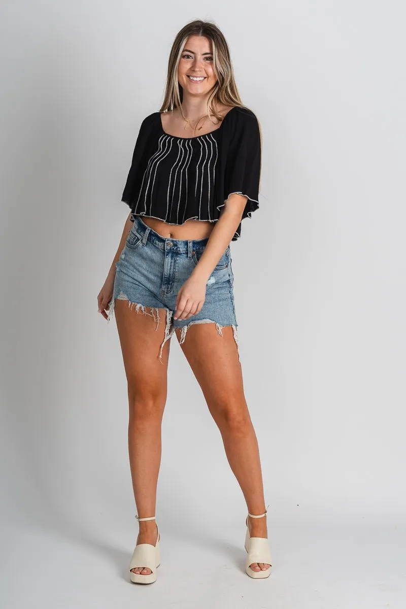 Babydoll crop top black