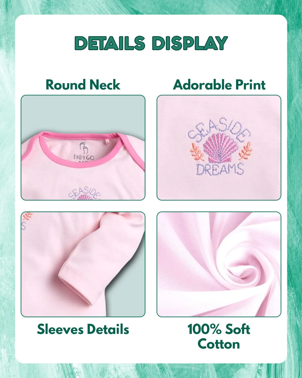 BabyGo Baby Romper 100% Cotton Rompers for New Born Baby|Sleepsuits for Baby Girls|Onesies|Infant Clothes|PINK| 0-3M| 3-6M| 6-9M| Pack of 2
