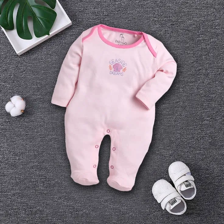 BabyGo Baby Romper 100% Cotton Rompers for New Born Baby|Sleepsuits for Baby Girls|Onesies|Infant Clothes|PINK| 0-3M| 3-6M| 6-9M| Pack of 2