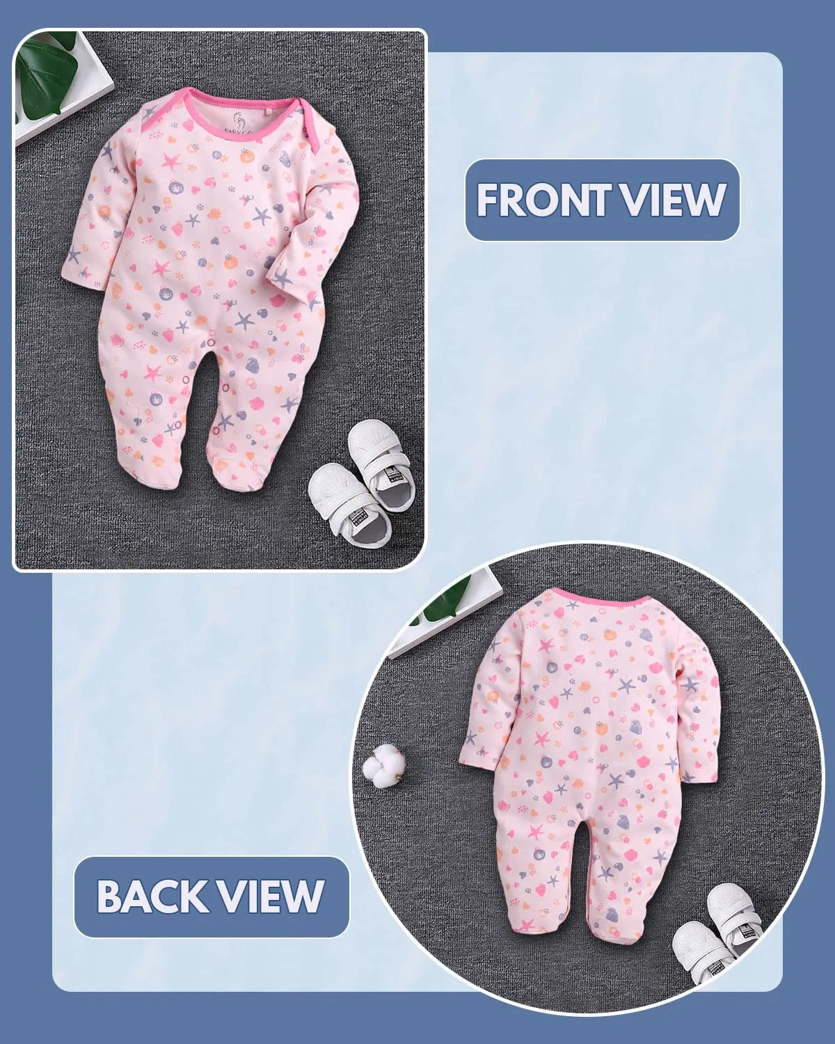BabyGo Baby Romper 100% Cotton Rompers for New Born Baby|Sleepsuits for Baby Girls|Onesies|Infant Clothes|PINK| 0-3M| 3-6M| 6-9M| Pack of 2