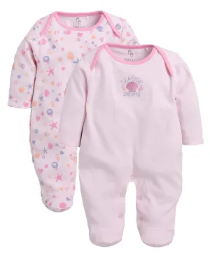 BabyGo Baby Romper 100% Cotton Rompers for New Born Baby|Sleepsuits for Baby Girls|Onesies|Infant Clothes|PINK| 0-3M| 3-6M| 6-9M| Pack of 2