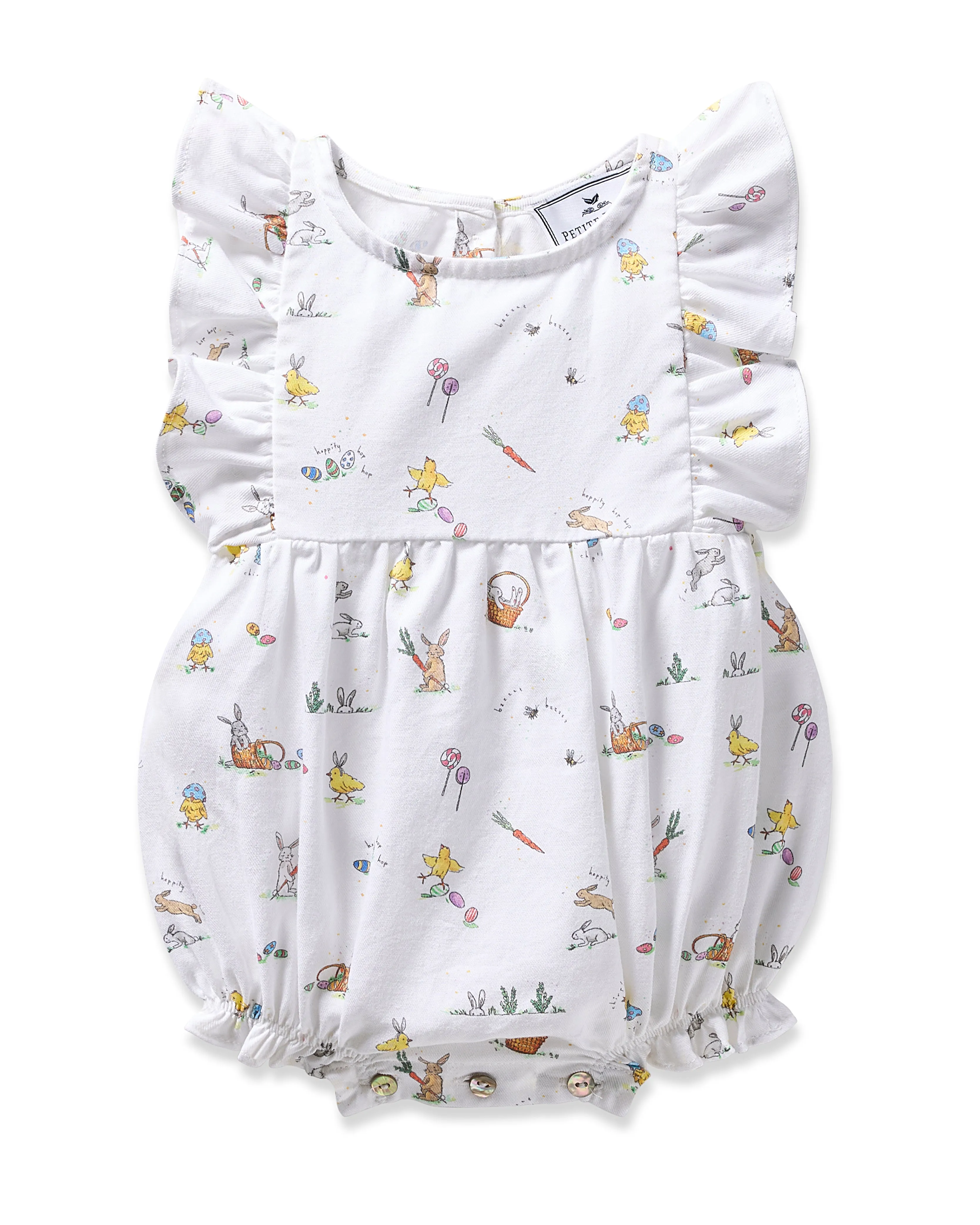 Baby's Twill Ruffled Romper in Easter Frolic