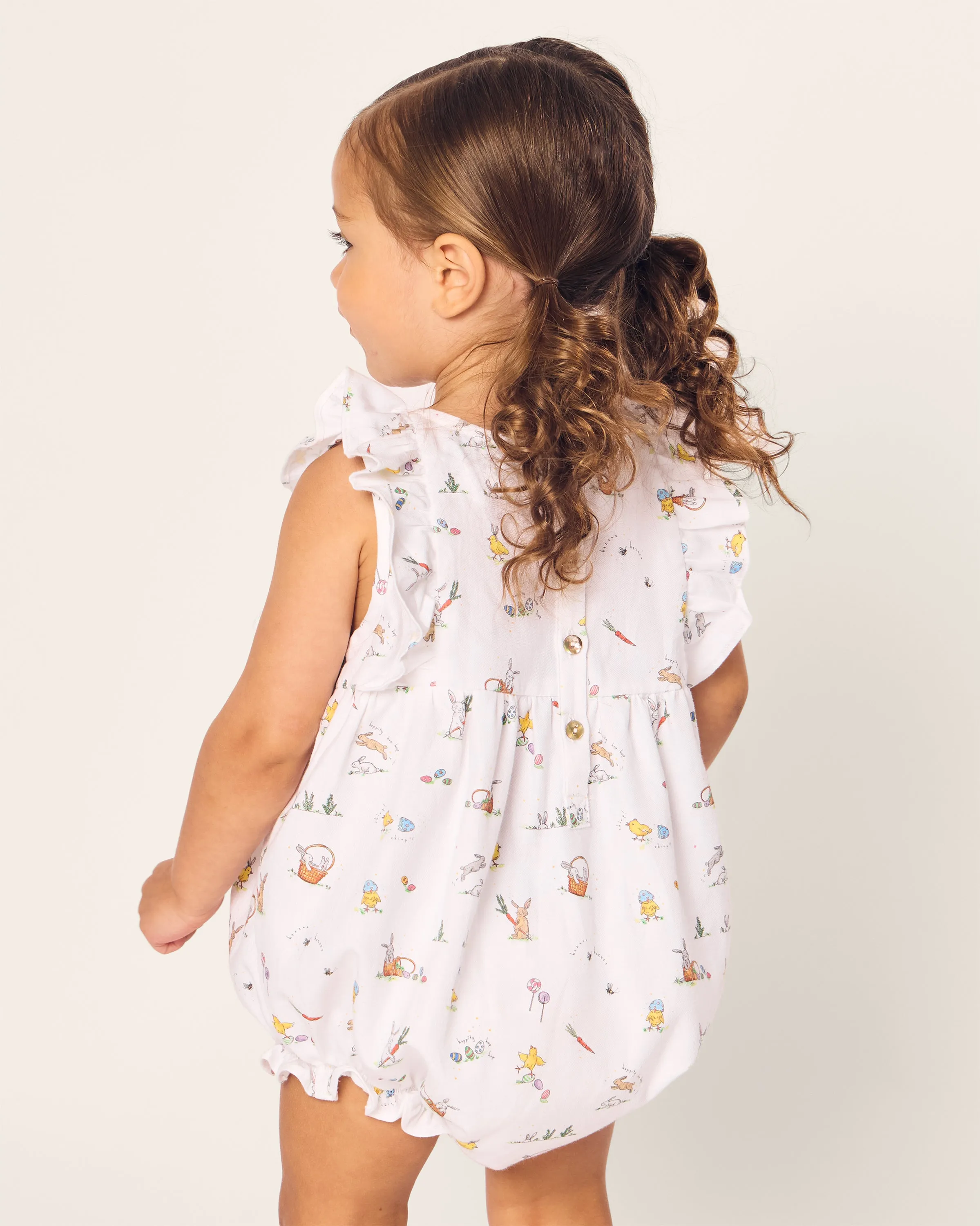 Baby's Twill Ruffled Romper in Easter Frolic