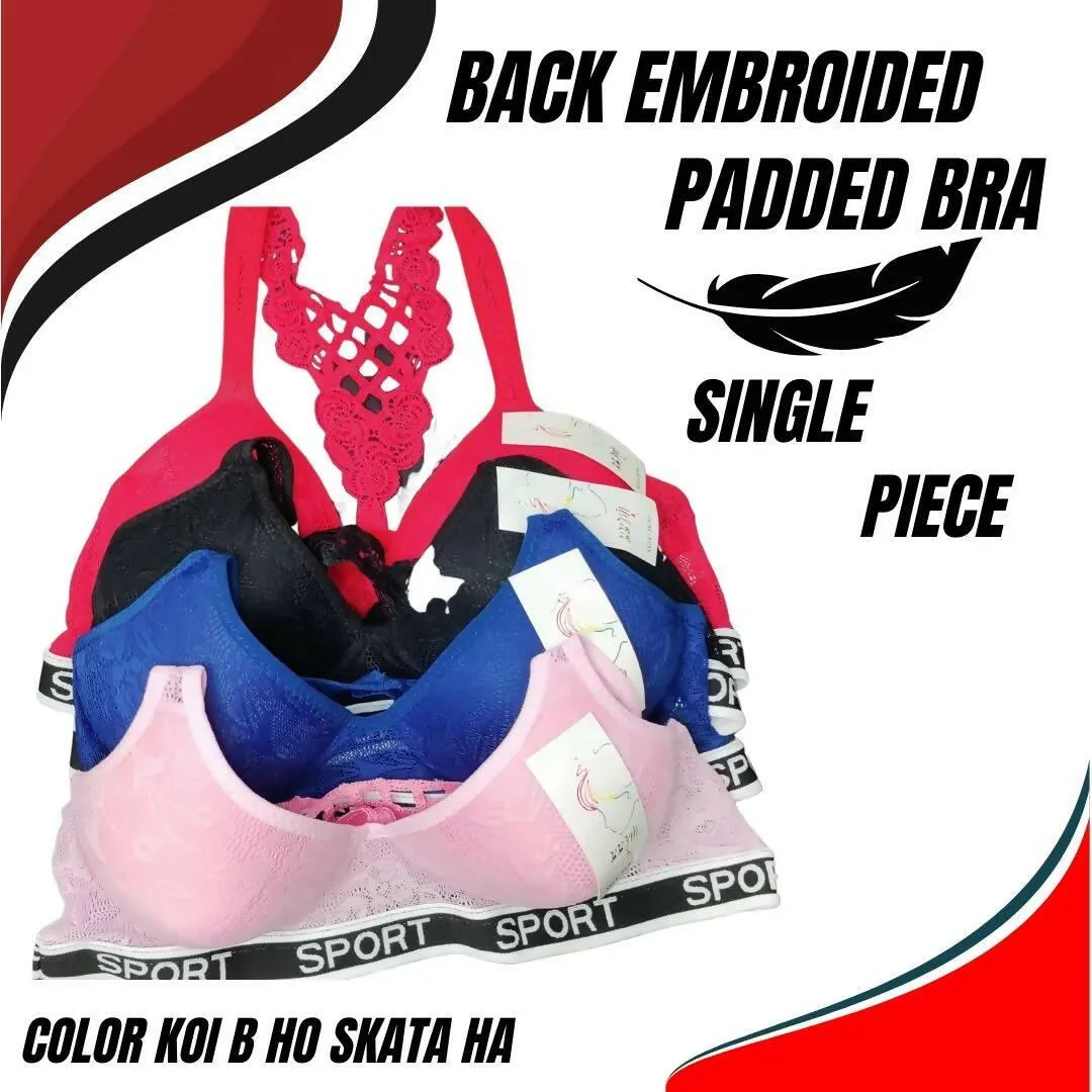Back Embroidered Padded Bra