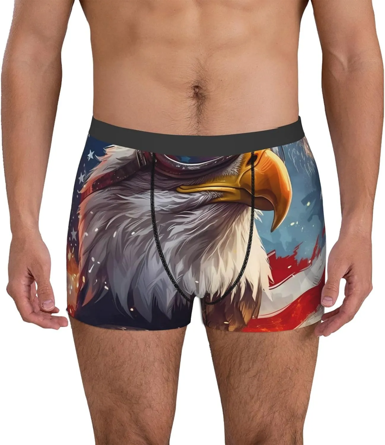 Bald Eagle Pilot Print Boxer Briefs For Men Breathable Underwear-