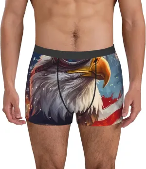 Bald Eagle Pilot Print Boxer Briefs For Men Breathable Underwear-