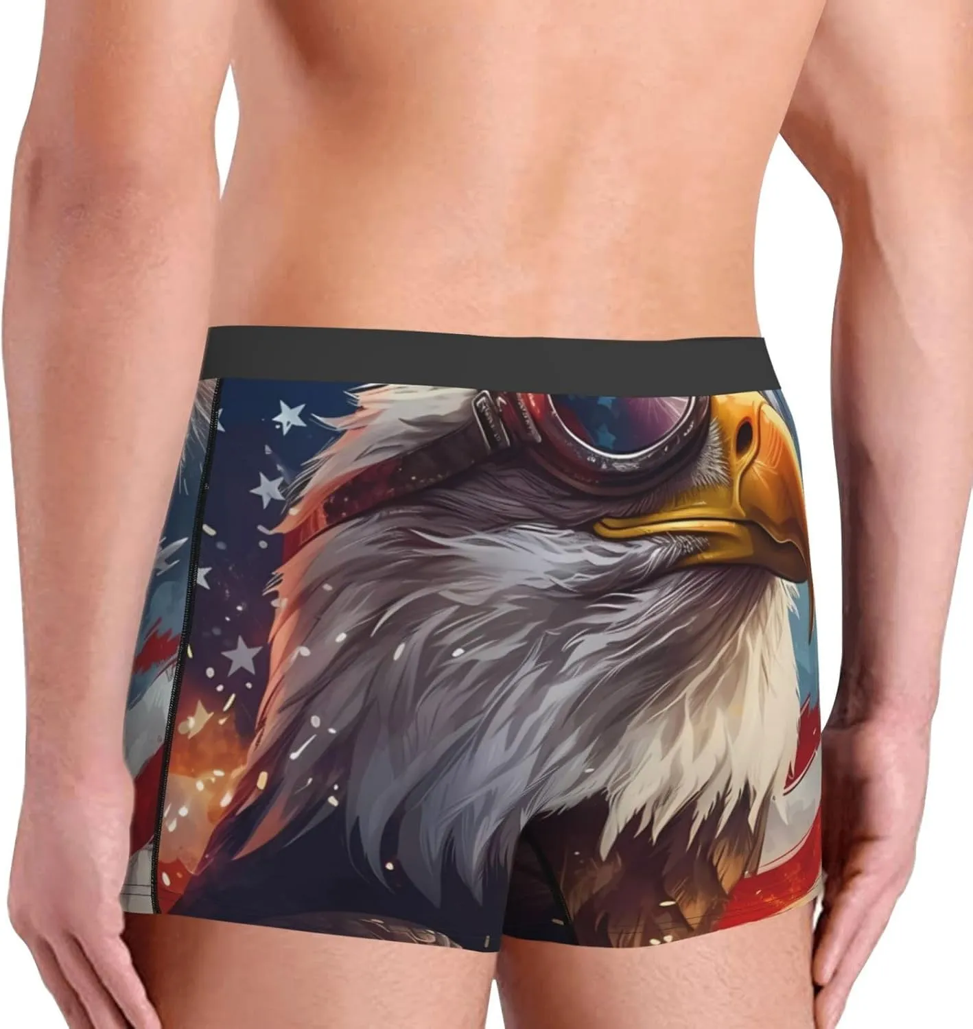 Bald Eagle Pilot Print Boxer Briefs For Men Breathable Underwear-