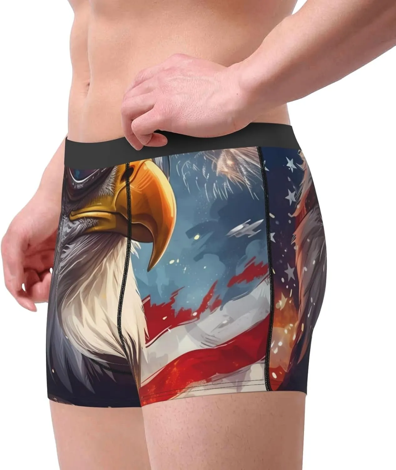 Bald Eagle Pilot Print Boxer Briefs For Men Breathable Underwear-