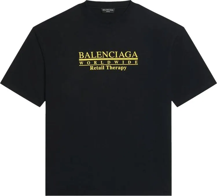 Balenciaga Retail Therapy Medium Fit T-Shirt 'Black/Yellow', Multicolor