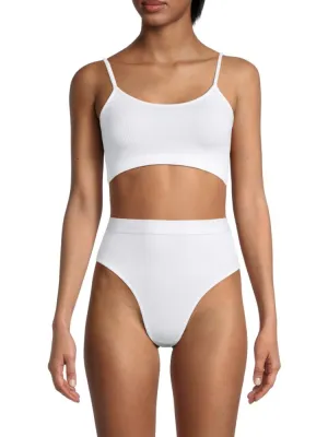 Balenciaga Ribbed Knit Crop Top, White