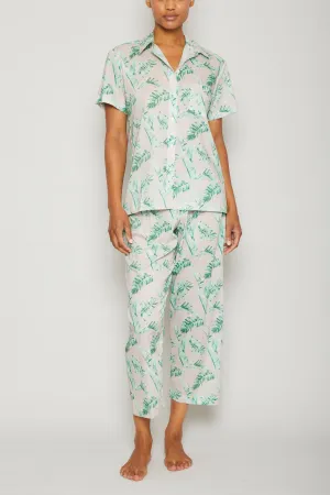 Banana Leaves Short Sleeve /Cropped Pant PJ Set - Pink