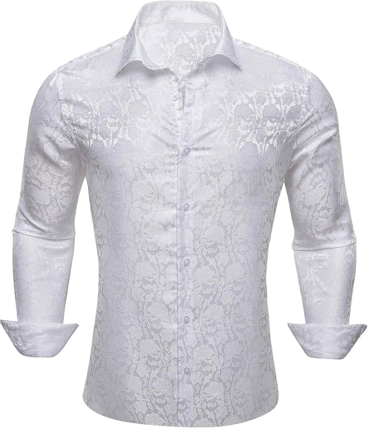 Barry.Wang Mens Casual Long Sleeve Shirts Silk Button Up Designer Paisley Formal Dress Shirt Western Mexico Cowboy Costume
