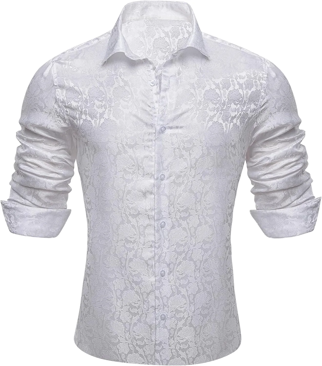 Barry.Wang Mens Casual Long Sleeve Shirts Silk Button Up Designer Paisley Formal Dress Shirt Western Mexico Cowboy Costume