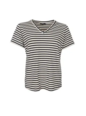 BCKASSI v-neck SS tee - Black/ Creme